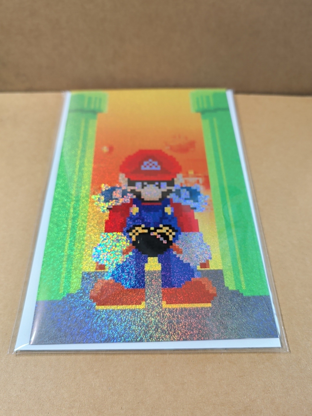 Mario "Absolute Mario" ( Batman Homage) Confetti Foil LTD 15 Matthew Waite.COA